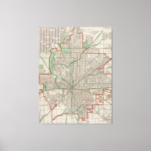 Toile Carte vintage d'Indianapolis Indiana (1921)
