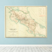 Toile Carte vintage du Costa Rica (1903) (Insitu (Plancher de Bois))