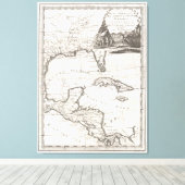Toile Carte vintage du golfe du Mexique (1798) (Insitu (Plancher de Bois))