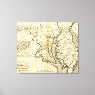 Toile Carte vintage du Maryland (1796)