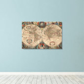 Toile Carte vintage du monde (1641) (Insitu (Plancher de Bois))