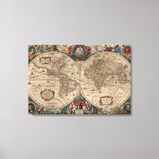 Toile Carte vintage du monde (1641) (Recto)