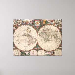 Toile Carte vintage du monde (1665) 2
