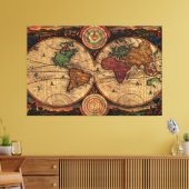 Toile Carte vintage du monde (1730) - Stylisé (Insitu(Salon))