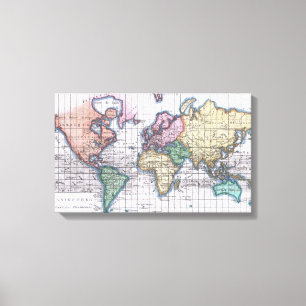Toile Carte vintage du monde (1780)