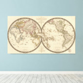 Toile Carte vintage du monde (1820) (Insitu (Plancher de Bois))