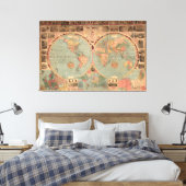 Toile Carte vintage du monde (1883) (Insitu(Chambre))