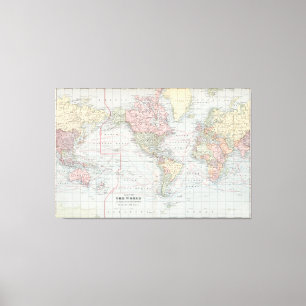 Toile Carte vintage du monde (1901)