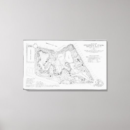 Toile Carte vintage du parc Prospect (1901) (Recto)