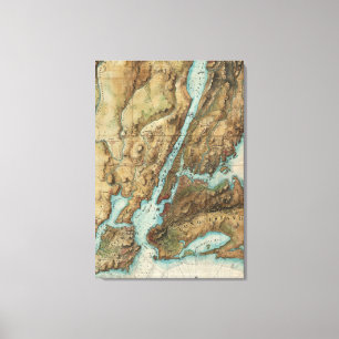 Toile Carte vintage du port de New York (1864)