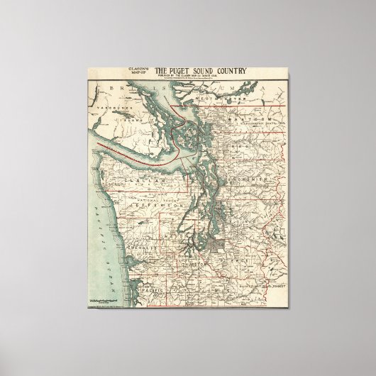 Toile Carte vintage du Puget Sound (1910) (Recto)