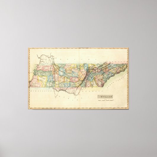 Toile Carte vintage du Tennessee (1822) (Recto)