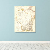 Toile Carte vintage du Wisconsin 1852 Poster (Insitu (Plancher de Bois))