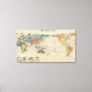Toile Carte Vintage japonaise du monde