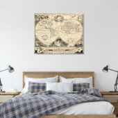 Toile Carte vintage Vieux Monde Beige et Noir (Insitu(Chambre))