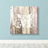 Toile Cartes en bois rustique avec Monogramme (Insitu (Plancher de Bois))