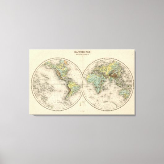 Toile Cartes hypsométriques mondiales (Recto)