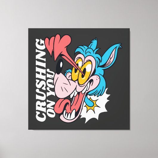 Toile Cartoon Blue Wolf with Text – "Crushing On You" (Recto)