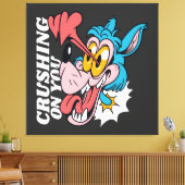 Toile Cartoon Blue Wolf with Text – "Crushing On You" (Insitu(Salon))