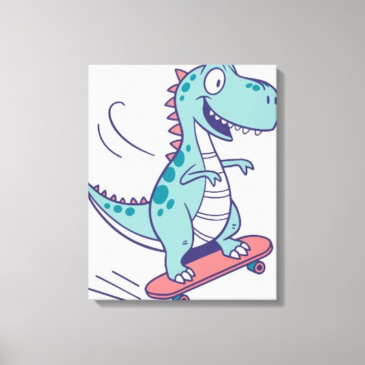 Toile Cartoon cool T-Rex sur skateboard (Recto)