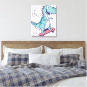 Toile Cartoon cool T-Rex sur skateboard (Insitu(Chambre))
