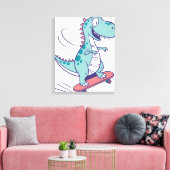 Toile Cartoon cool T-Rex sur skateboard (Insitu(Salon))