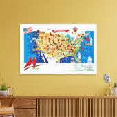 Toile Cartoon Map USA (Insitu(Salon))