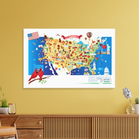 Toile Cartoon Map USA (Insitu(Salon))