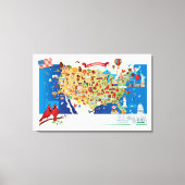 Toile Cartoon Map USA (Recto)
