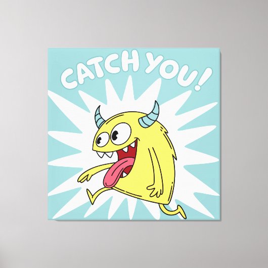 Toile Cartoon Monster Jaune Courir - Vous Attraper (Recto)