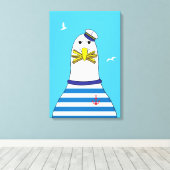 Toile Cartoon Seagull Volé Vos Chips Drôle Balnéaire (Insitu (Plancher de Bois))