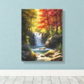 Toile Cascade dans la forêt d'automne animée (Insitu (Plancher de Bois))