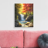 Toile Cascade dans la forêt d'automne animée (Insitu(Salon))