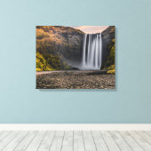 Toile Cascade de Skogafoss au lever du soleil du matin (Insitu (Plancher de Bois))