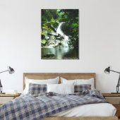Toile Cascade d'eau verte luxuriante et tranquille paysa (Insitu(Chambre))