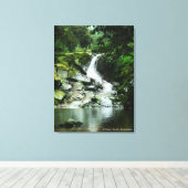 Toile Cascade d'eau verte luxuriante et tranquille paysa (Insitu (Plancher de Bois))
