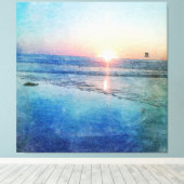 Toile Cascade du coucher de soleil de la plage du Pacifi (Insitu (Plancher de Bois))