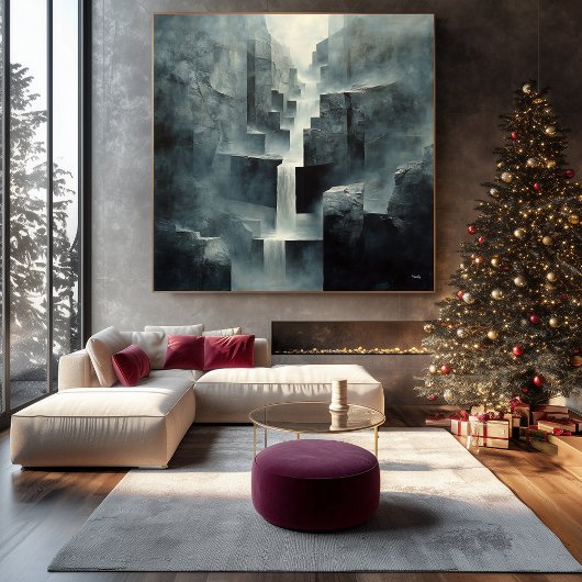 Toile Cascade géométrique Abstraite dans le canyon Misty