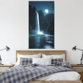Toile Cascade Lune - Paysage nocturne cinématique (Insitu(Chambre))