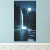 Toile Cascade Lune - Paysage nocturne cinématique (Insitu (Plancher de Bois))