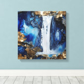 Toile Cascade Paysage Blue & White Premium Peinture Art (Insitu (Plancher de Bois))