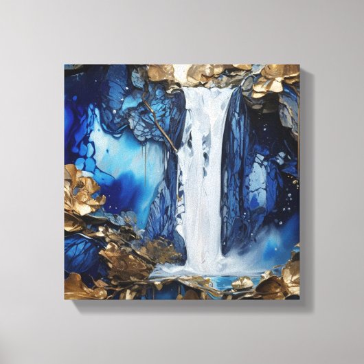 Toile Cascade Paysage Blue & White Premium Peinture Art (Recto)