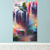 Toile Cascade - Peinture Abstraite colorée (Insitu (Plancher de Bois))