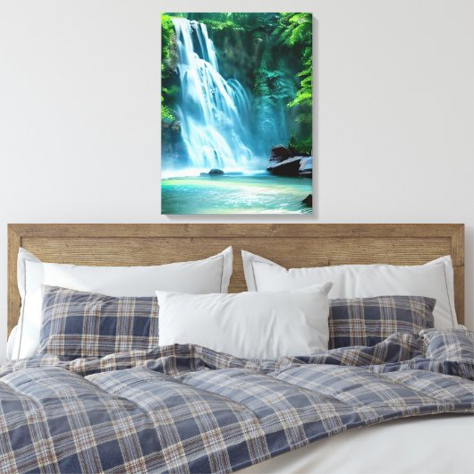 Toile Cascade serène en bleu pâle et vert (Insitu(Chambre))