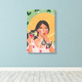 Toile Casquette été fille lunettes de soleil floral (Insitu (Plancher de Bois))