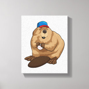 Toile Castor au baseball avec baseball