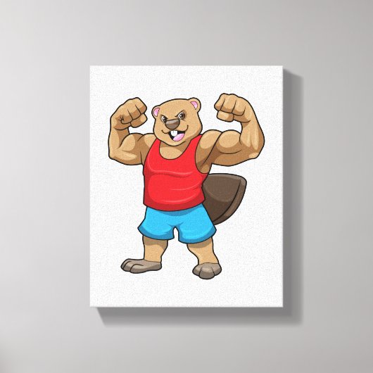 Toile Castor en Bodybuilder avec gros bras (Recto)