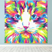 Toile Cat Face géométrique Prismatic Design-32453 (Insitu (Plancher de Bois))