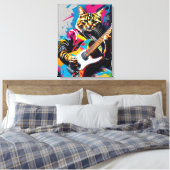 Toile Cat joue de la guitare, graffiti rock (Insitu(Chambre))