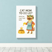 Toile Cat Mom to do list funny saying for cat lovers (Insitu (Plancher de Bois))
